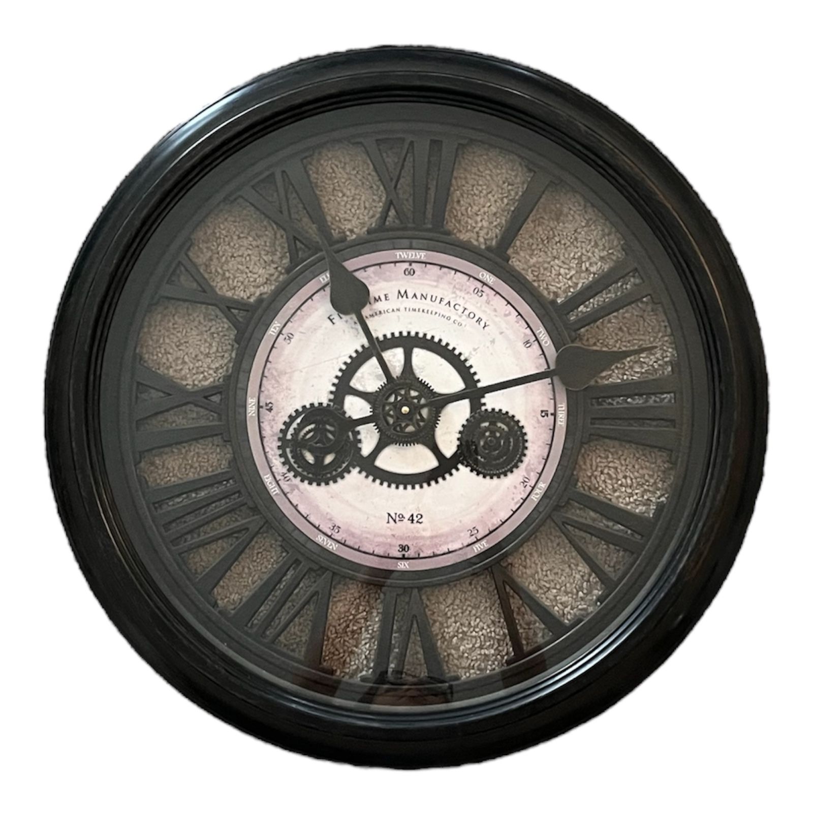 Large Industrial Steampunk Gear Wall Clock - Roman Numerals - Like New!