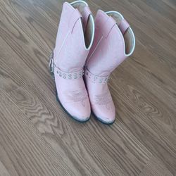 Girls Pink Cowgirl Boots Size 2.5