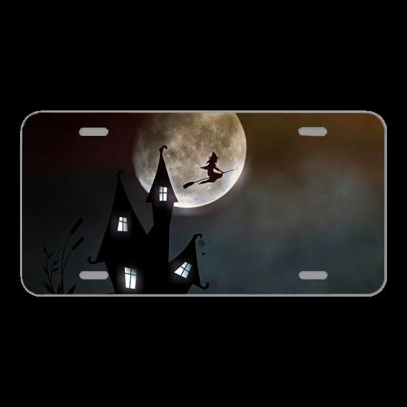 License Plate Novelty Car Front Witch'S House The Witch Moonlight