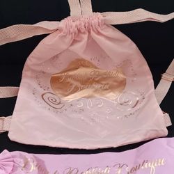 Disney Bibbidi Bobbidi Boutique Set Pink Gold Drawstring Bag & Sash Princess 