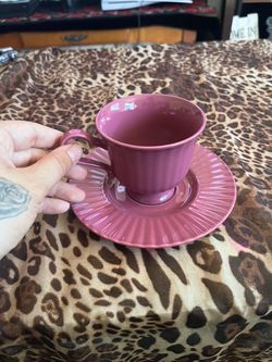Purple teacup and saucer