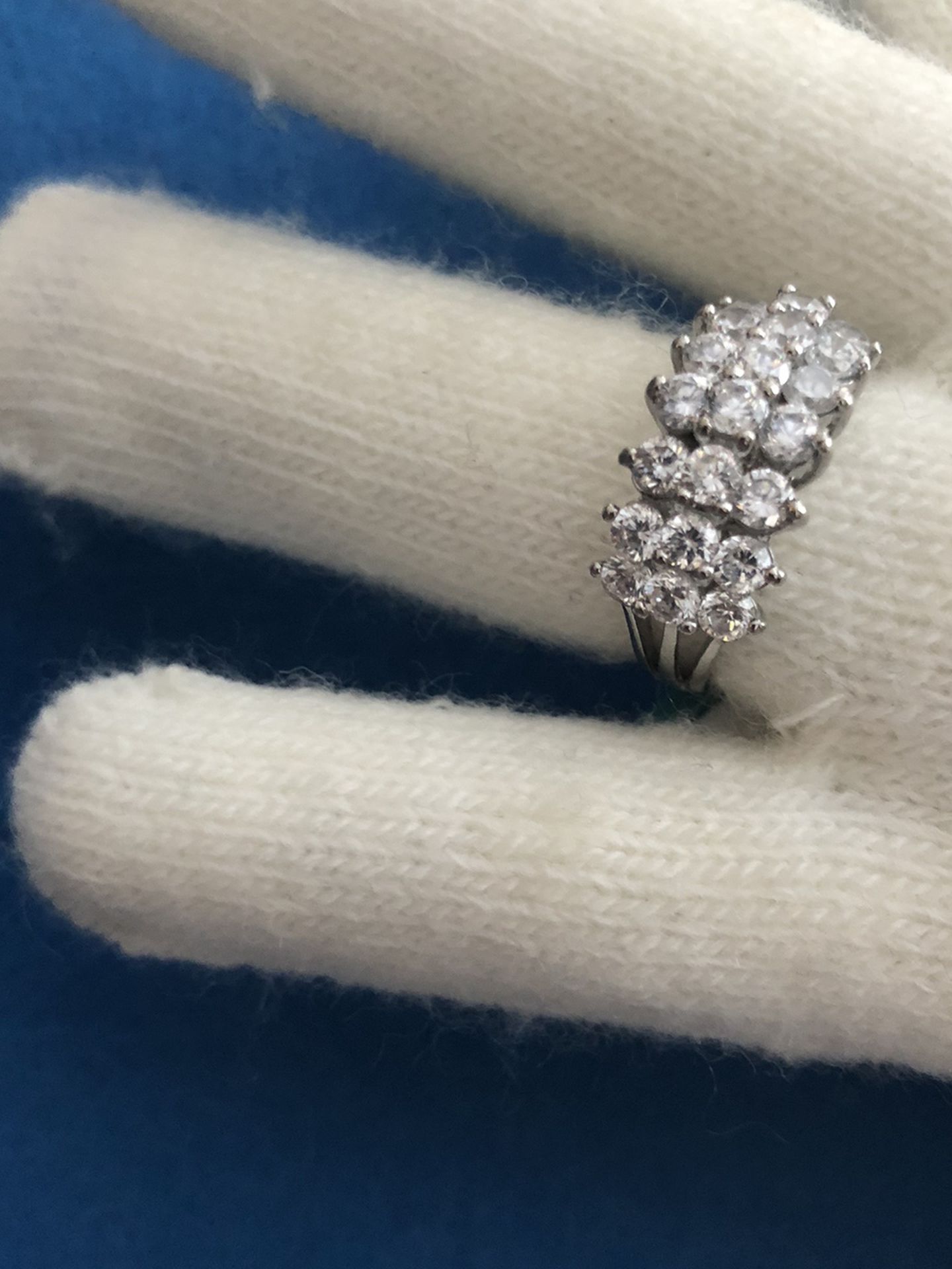 3 Rows Cluster Anniversary Ring, AFS,Thai, Size 8