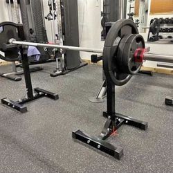 Message Me If Need (BRAND NEW) 550Lbs Pair of Adjustable 40"-66" Squat Rack Barbell Bench Press Home Gym