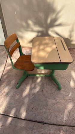 Vintage Children's School Desk and Chair Set