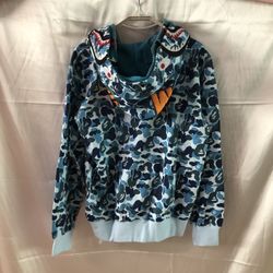 Men's BAPE ABC Camo Shark Double Zipper Sweatshirt Hoodie
