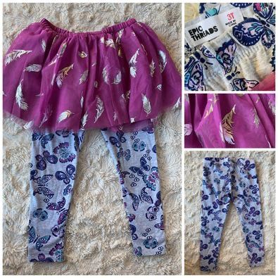 Epic Threads Tulle Silver Feather Skirt and leggings (3T)