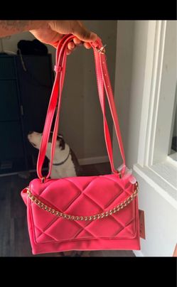 Pink Quilted Crossbody Bag with Gold Chain