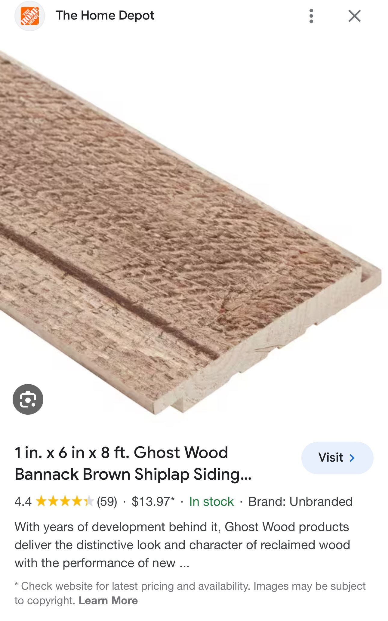 1 in. x 6 in x 8 ft. Ghost Wood Bannack Brown Shiplap Siding Weathered Barn Wood Boards