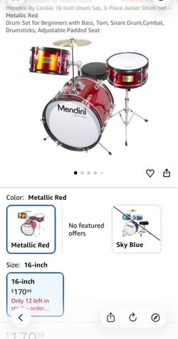 Mendini by Cecilio 16-Inch Junior Drum Set