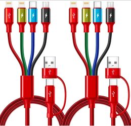 2 pack 6 in 1 Multi Charging Cable 4A, USBA/C Charging Cords for Multiple Devices
USB A/C Ports