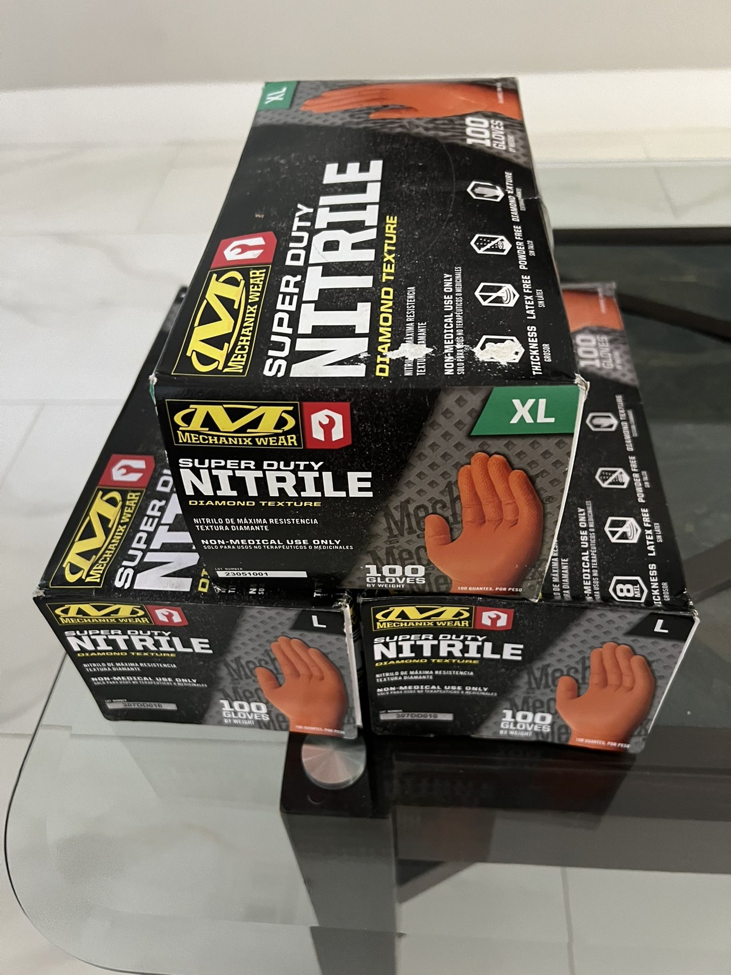 1 Box- Mechanix Wear: 8 Mil Heavy Duty Nitrile Disposable Gloves, Latex Free, Nitrile Rubber Gloves with Textured Grip, 100 pack (Price Each)