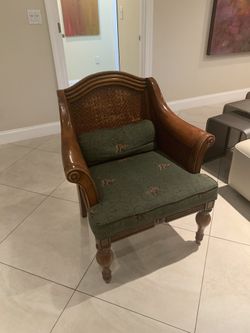 Decorated wooden armchair