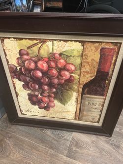 Framed Italian Wine and Grapes Wall Art