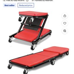 36 inch Foldable Creeper Seat, 2 in 1 Rolling Folding Car Creeper/Stool, 6 Pcs 2" Casters, 330 Lbs Weight Capacity,Wheels for Garage、Shop、Auto Repair、