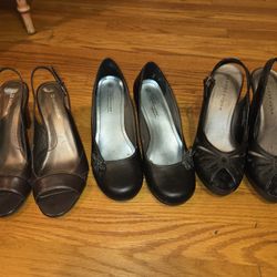 3 pairs of women's size 8.5 shoes heels wedges vintage apostrophe expressions naturalizer lot