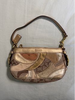 New (no tag) Coach Zoe Mosaic Gold Patchwork Mini Bag / wristlet