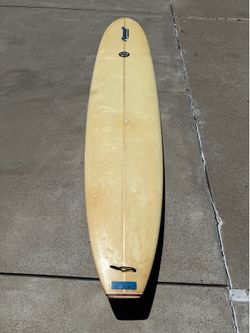 Russell Surfboards 9’4” Blue Meanie Longboard – 2+1 Setup