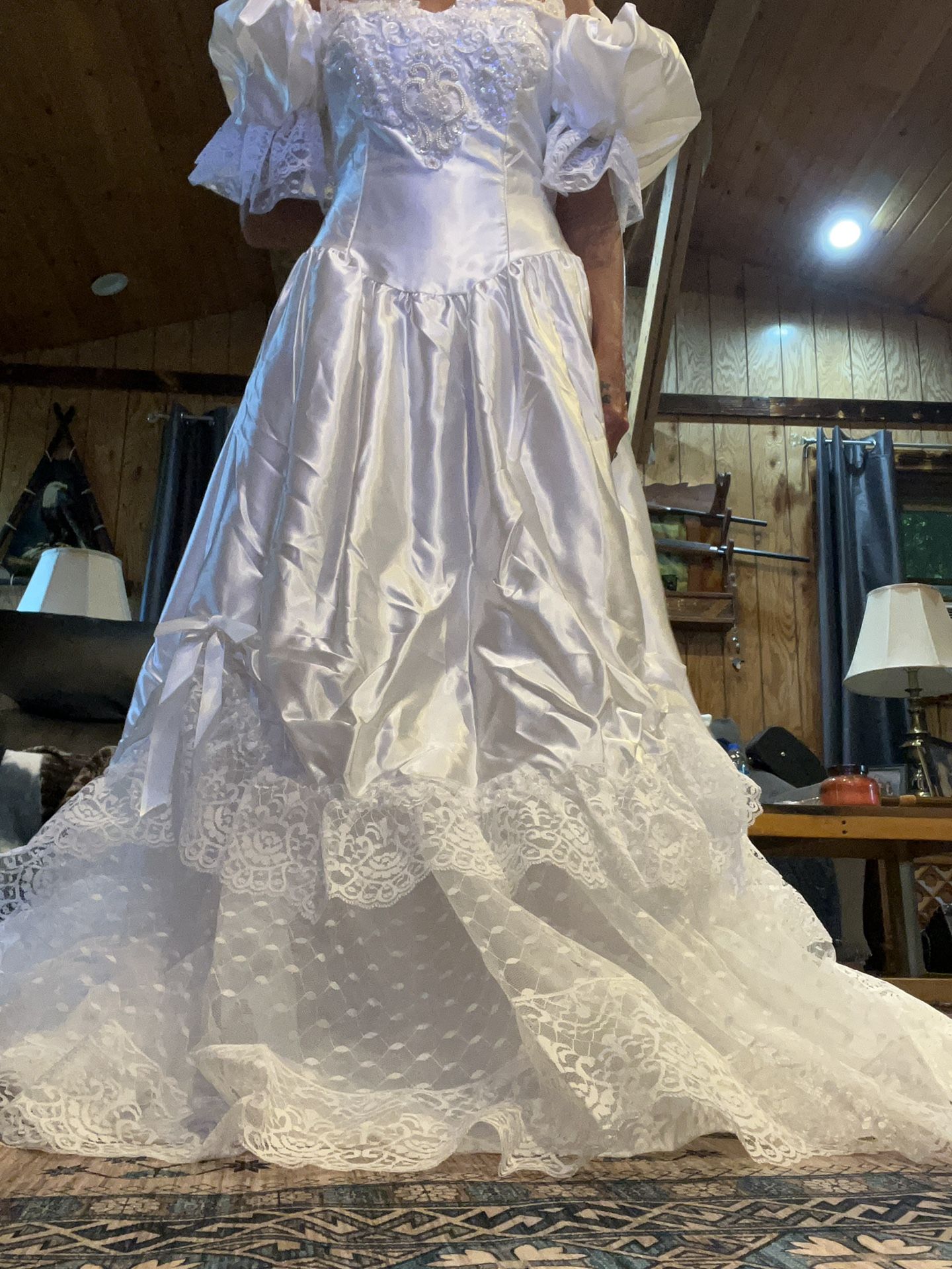 Satin And Lace Wedding Gown