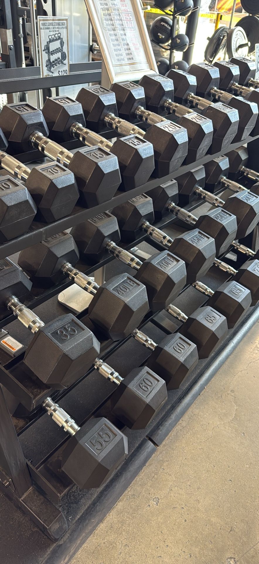 Dumbbells – Kettlebells – Rubber Flooring – Smith Machine – Squat Rack – Bench – Olympic Weights – Bumper Plates