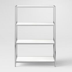 RONCHAMP 44" HIGH GLOSS AND CHROME LOW BOOKCASE