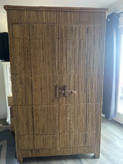 Beautiful Bamboo / Rattan Armoire Cabinet
