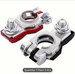 Universal Heavy-Duty Copper Battery Terminal Connectors - 1 Pair (Positive & Negative)