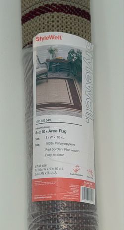 NEW StyleWell 8x10 Indoor/Outdoor Rug - Red Border - Sealed