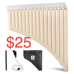Vangoa Pan Flute 16 Pipes Panpipe Key of C Instrument for Beginners Learning Teaching with User Manual, Carrying Bag, Mouthpiece and Long Pipes