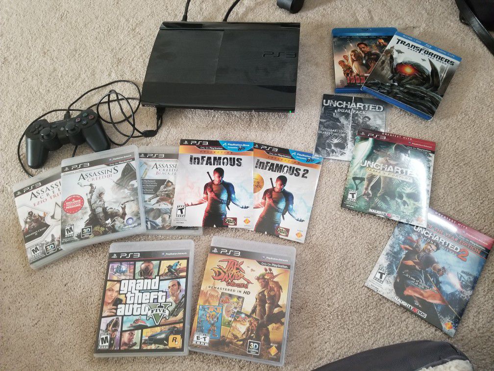 PS3 with games and movies