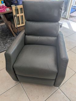 Gray Leather Swivel/Rocking Recliner Chair
