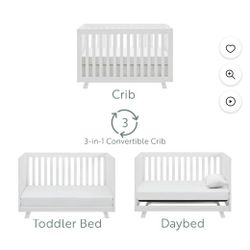 Storkcraft Beckett 3-in-1 Convertible Baby Crib, White

