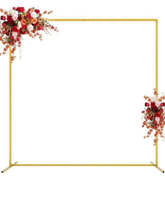 Asee'm 6.6FTx6.6FT Gold Wedding Arch Backdrop Stand Square Metal Rectangular Arch Frame for Ceremony Party Birthday Bridal Baby Shower Anniversary Arb
