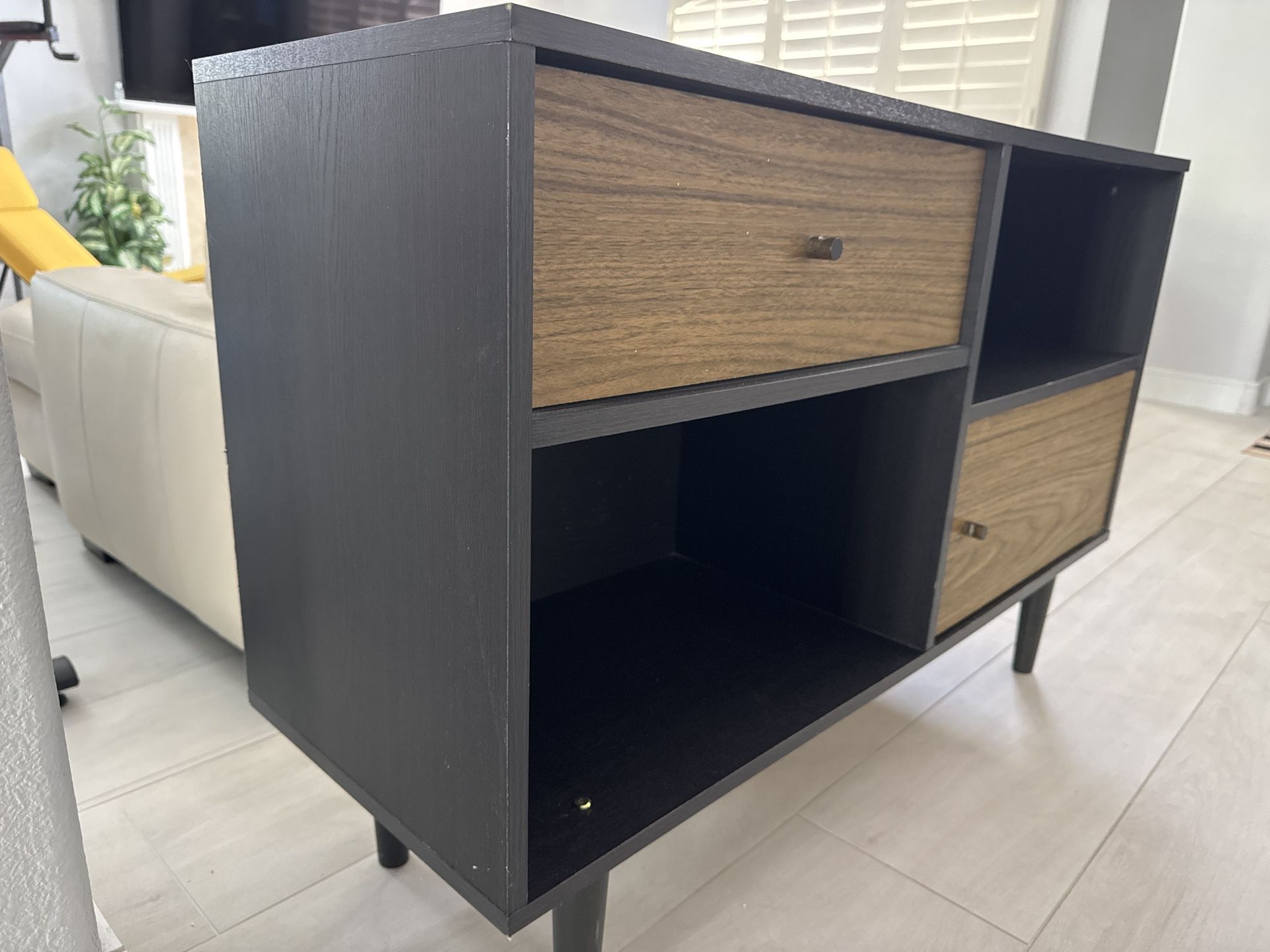 Modern Black And Wood Cabinet