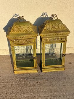 Decorative Metal And Etched Glass Candle Lanterns
