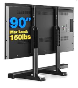 Rfiver Table Top TV Stand with Height Adjustable TV Legs for 37-90 Inch TVs TV Stands Base with Cable Management for Flat/Curved TVs, Steel TV Feet Re