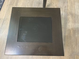 Night Stand / Dark Brown Wooden Coffee Table with Glass Insert Set Of 2