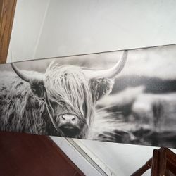 Cow art frame - black and white