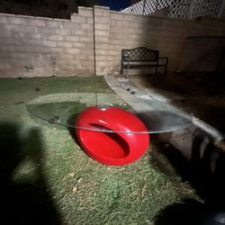 Modern Coffee Table Glass Red