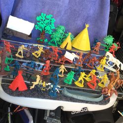 Collectible cowboy and Indian mini plastic figures