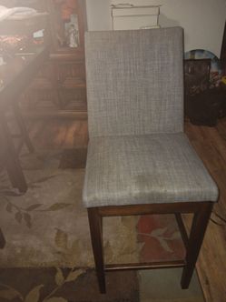 Gray Upholstered Bar Stool with Wood Frame