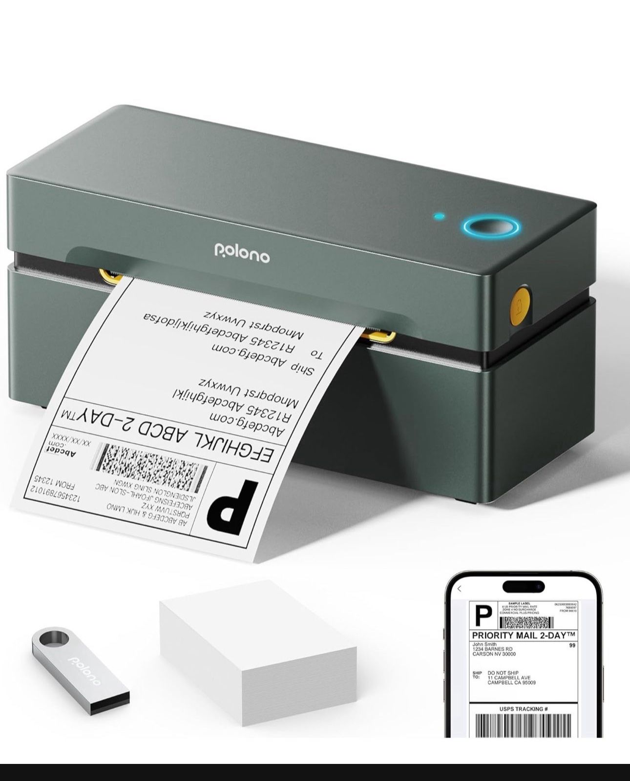 Bluetooth Thermal Shipping Label Printer, Wireless 4x6 Shipping Label Printer for Small Business, Support iOS, Android, Windows and Mac, Compatible wi