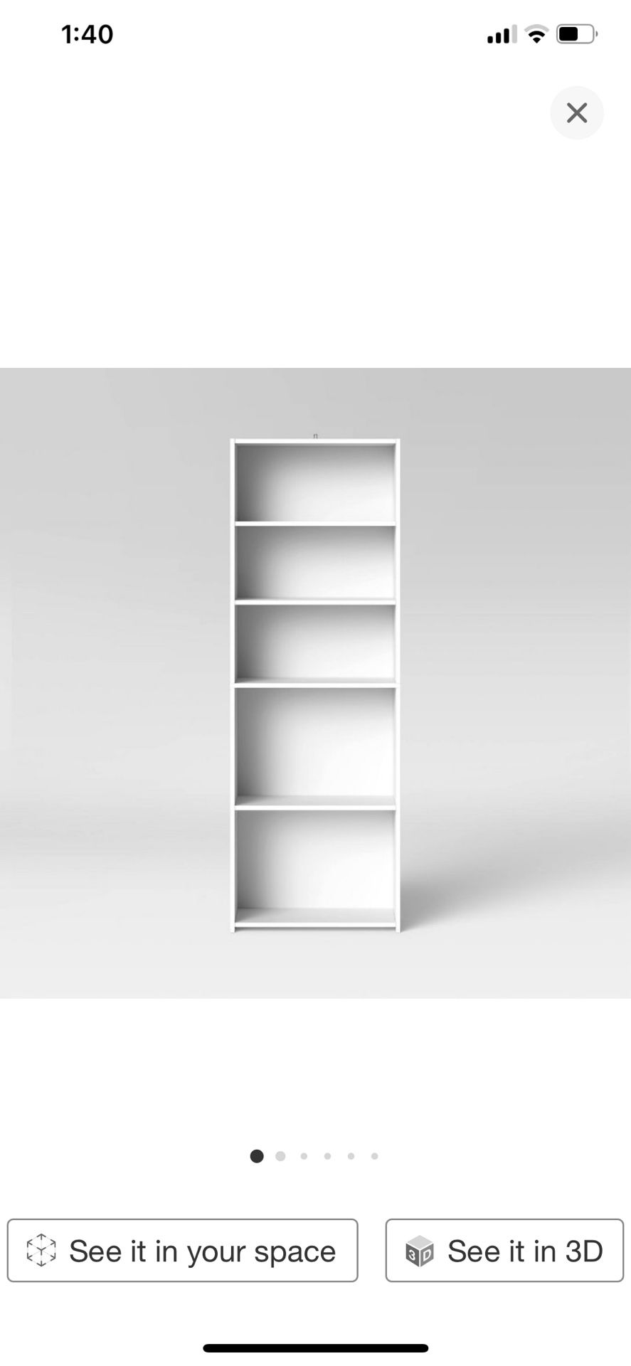 💥P28#7$30 5 Shelf Bookcase White - Room Essentials