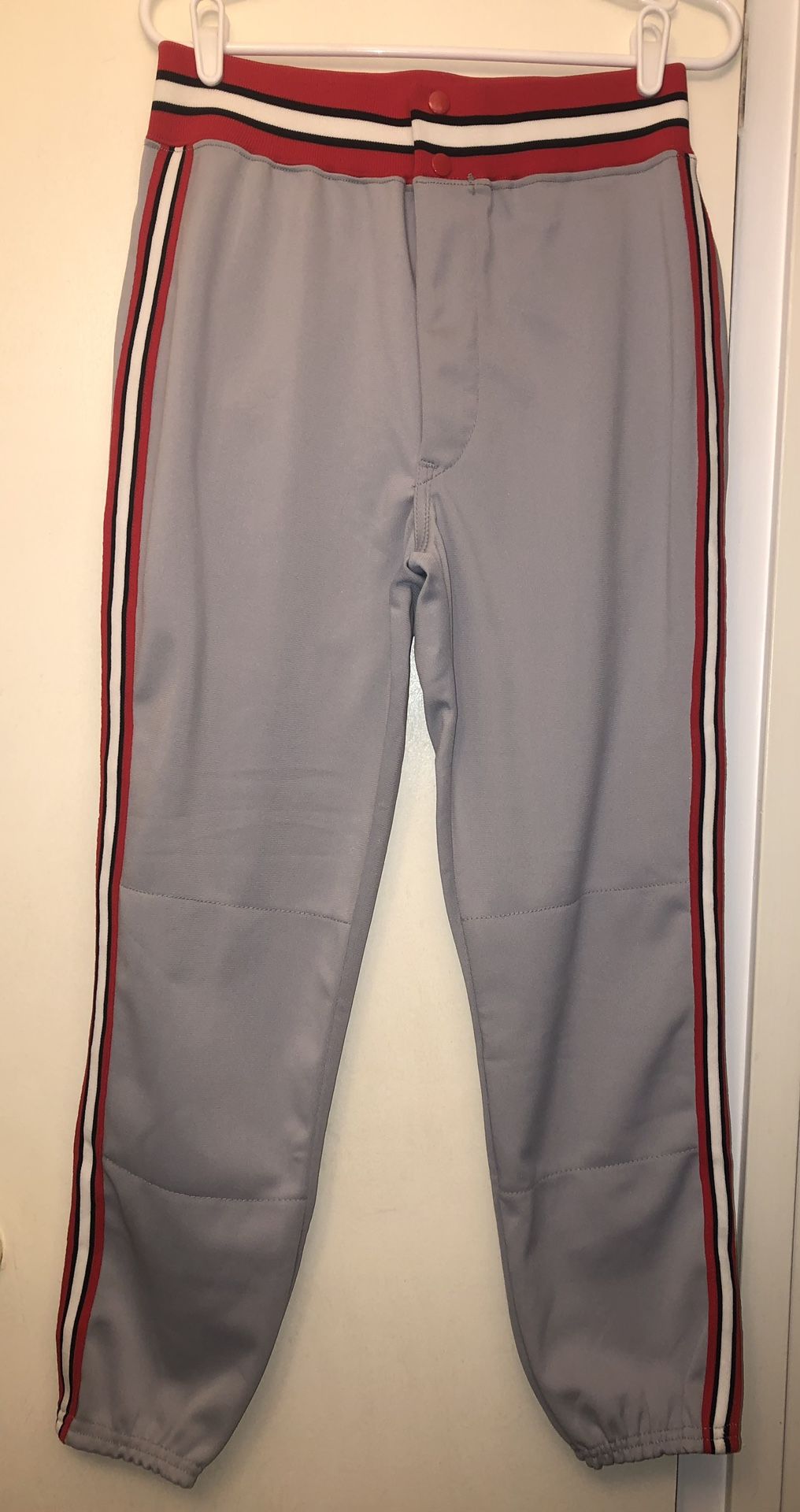 Adult’s Men Elastic Waist Flat Front Side Stripes Baseball/ Softball Pant Gray(Adult Large)