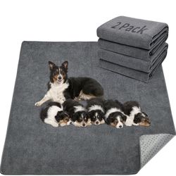 LOOBANI 2 Packs Extra Large Reusable Dog Mat for Floor, Non-Slip Washable Pee Pad for Dogs, Fast Absorbent Pet Whelping Pads, Puppy Playpen Mat for In