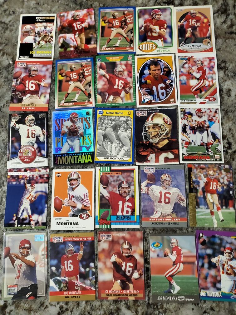 Lot of 25 JOE MONTANA CARDS for all for $25