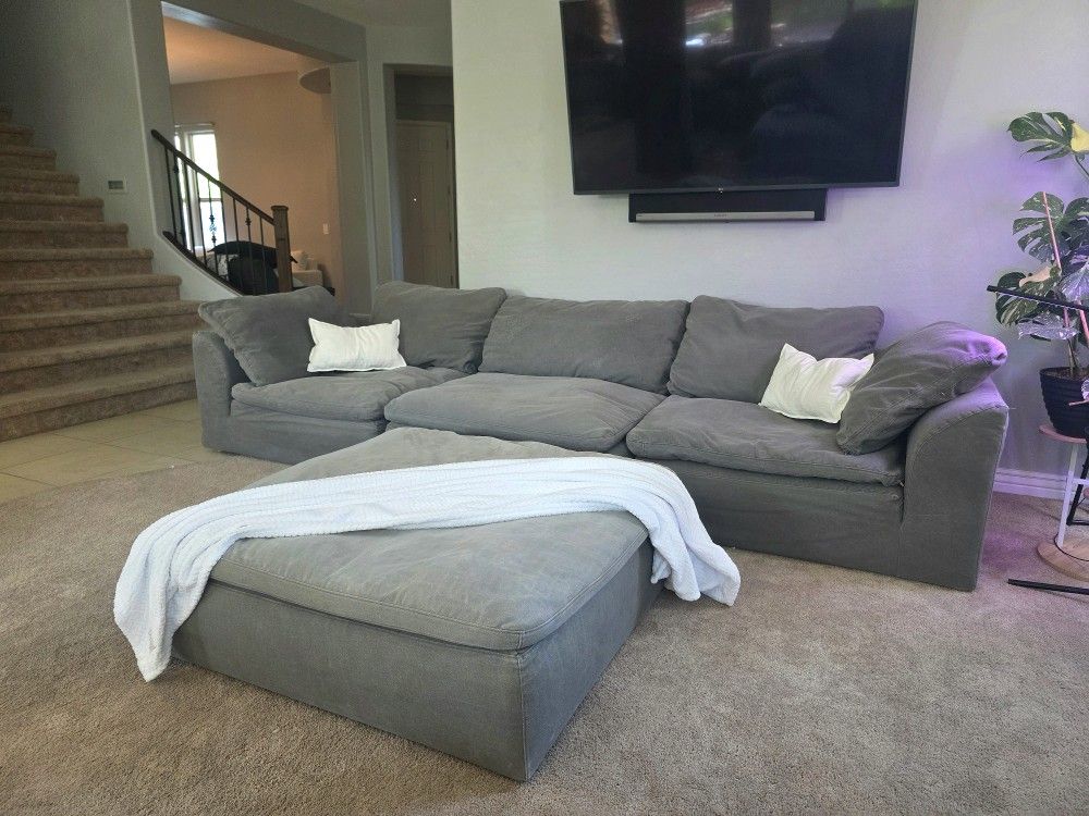 Cloud Sectional Couch Distressed Grey
