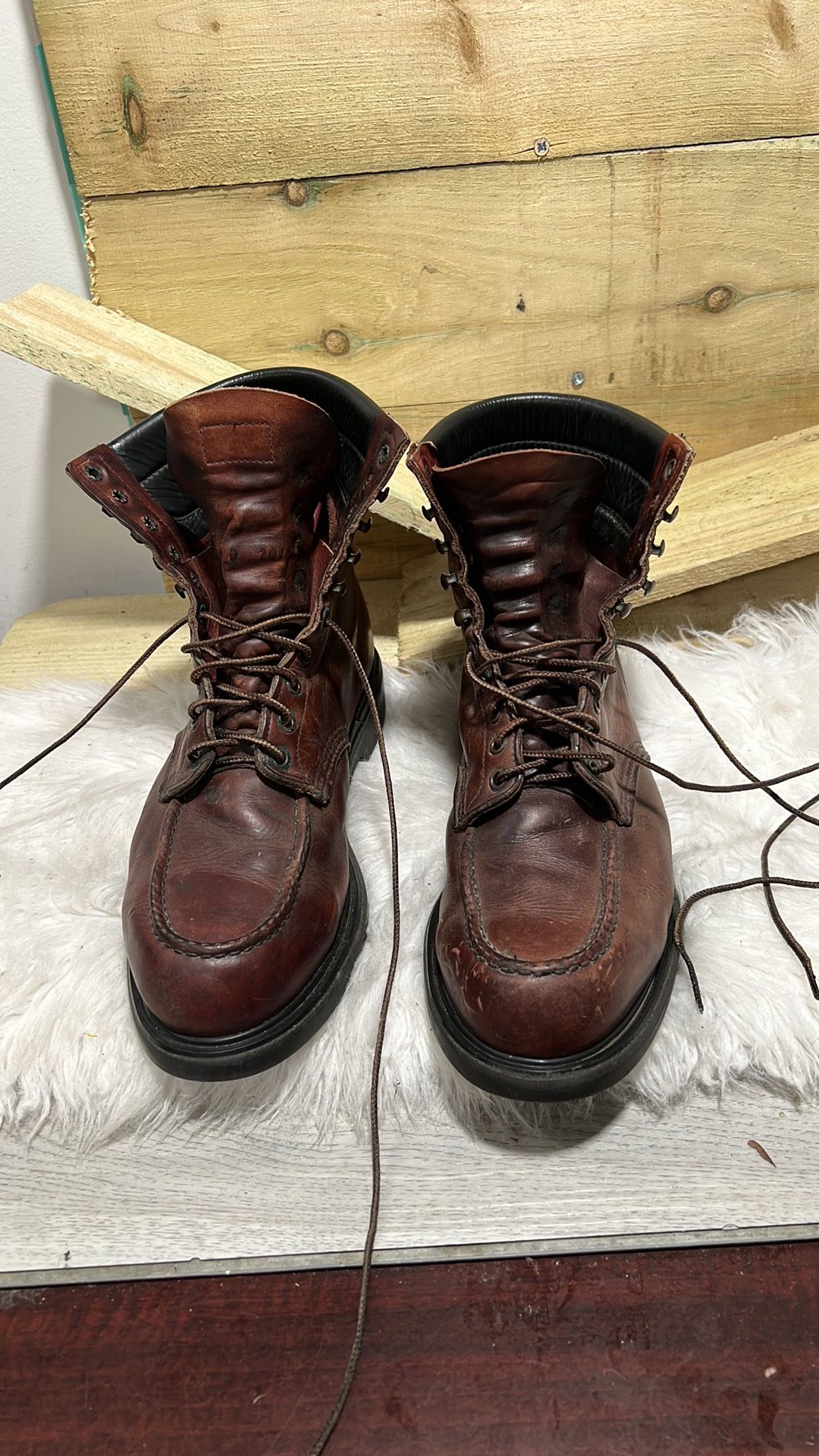 Vintage Red Wing Red Leather 404 Super Sole Boots Made in USA Men’s Size 10.5 D 