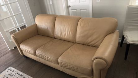 Leather sofa beige