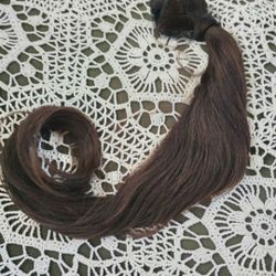 Human Hair Extensions Clip On 24" Brown
