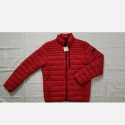 CALVIN KLEIN PACKABLE WATER RESISTANT PUFF RED JACKET SIZE( L)/New
